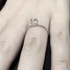 .925 Sterling Silver Valentine Open Heart Ring